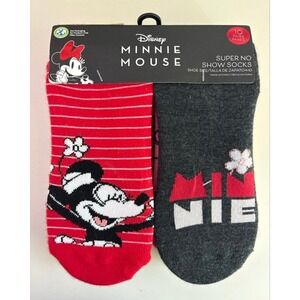 Disney Minnie Mouse Girls Super No Show Socks 10 Pair Pack Red Pink Grey 4-10